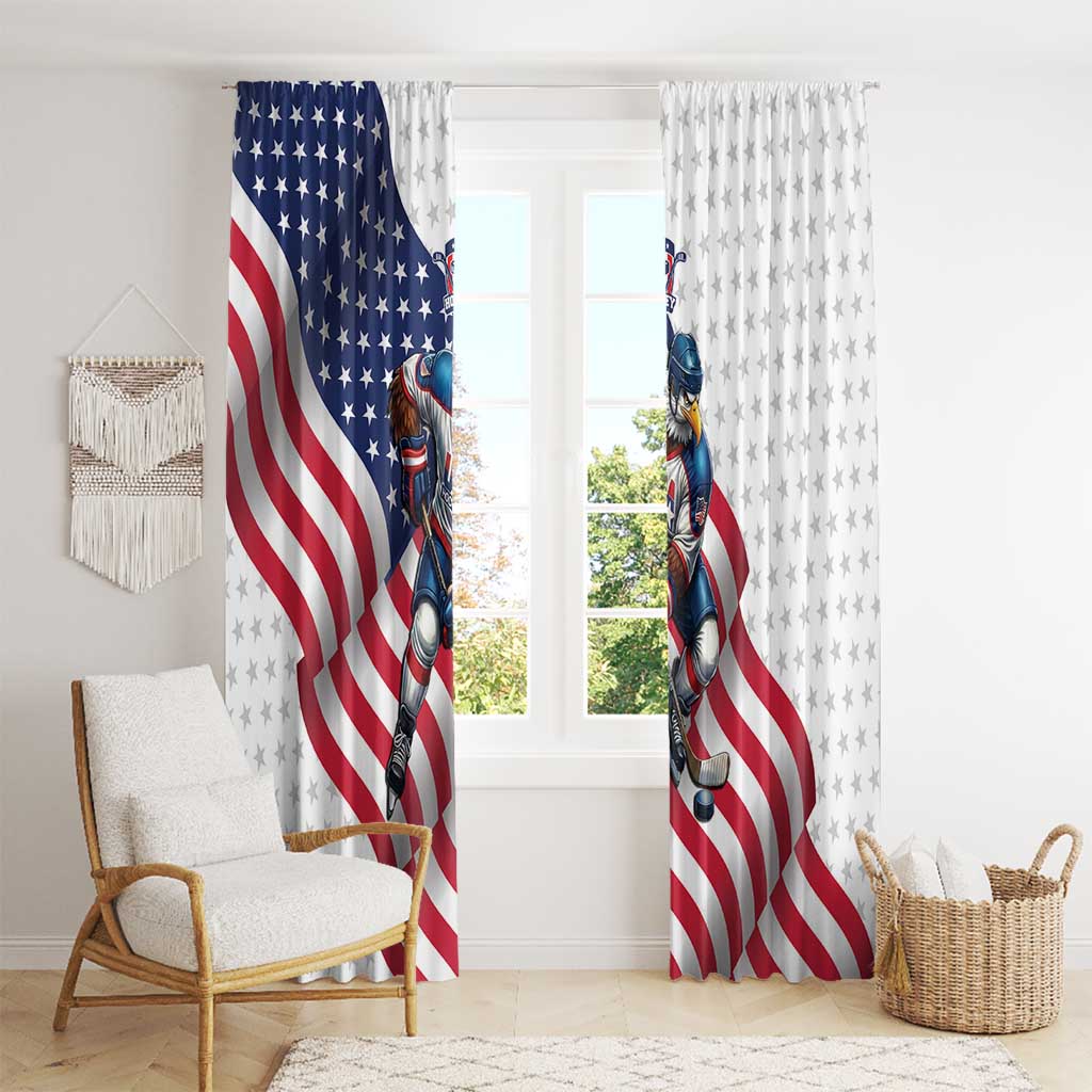 USA Ice Hockey Window Curtain Eagle Mascot Stars and Stripes Design