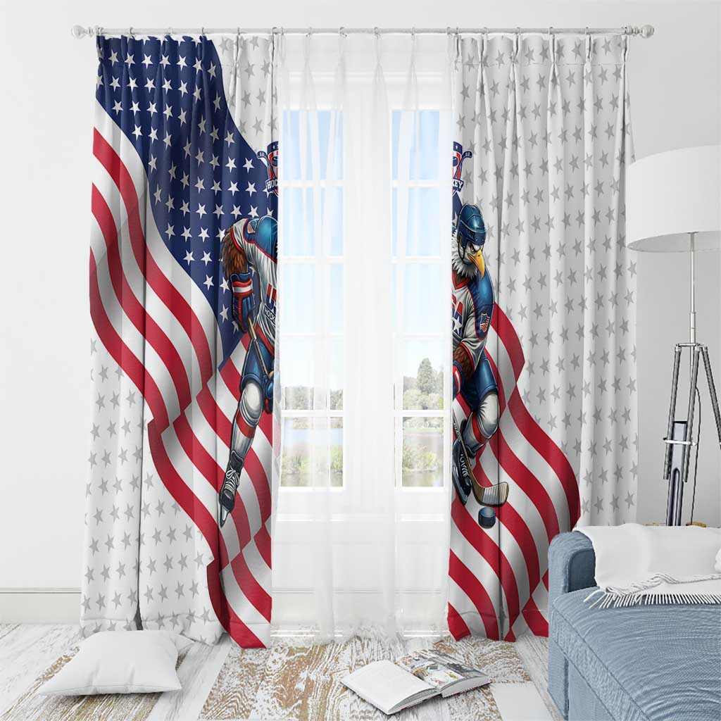 USA Ice Hockey Window Curtain Eagle Mascot Stars and Stripes Design