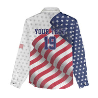 Custom USA Ice Hockey Women Casual Shirt Eagle Mascot Stars and Stripes Design