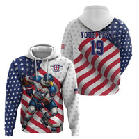 Custom USA Ice Hockey Zip Hoodie Eagle Mascot Stars and Stripes Design