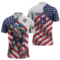Custom USA Ice Hockey Zipper Polo Shirt Eagle Mascot Stars and Stripes Design