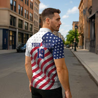 Custom USA Ice Hockey Zipper Polo Shirt Eagle Mascot Stars and Stripes Design