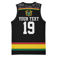 Custom World Football 2026 Ghana Basketball Jersey Black Star Adinkra Heritage Black Version