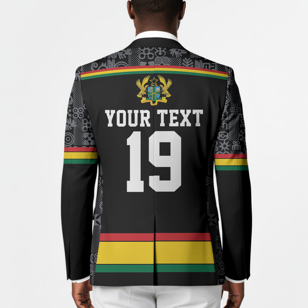 Custom World Football 2026 Ghana Blazer Black Star Adinkra Heritage Black Version