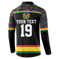 Custom World Football 2026 Ghana Button Sweatshirt Black Star Adinkra Heritage Black Version