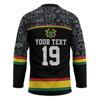 Custom World Football 2026 Ghana Hockey Jersey Black Star Adinkra Heritage Black Version