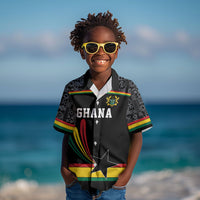 Custom World Football 2026 Ghana Kid Hawaiian Shirt Black Star Adinkra Heritage Black Version