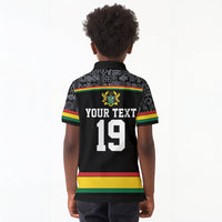 Custom World Football 2026 Ghana Kid Polo Shirt Black Star Adinkra Heritage Black Version
