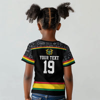 Custom World Football 2026 Ghana Kid T shirt Black Star Adinkra Heritage Black Version