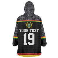 Custom World Football 2026 Ghana Kid Wearable Blanket Hoodie Black Star Adinkra Heritage Black Version