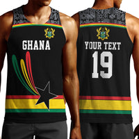 Custom World Football 2026 Ghana Men Tank Top Black Star Adinkra Heritage Black Version