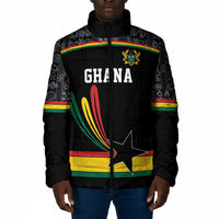 Custom World Football 2026 Ghana Padded Jacket Black Star Adinkra Heritage Black Version