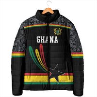 Custom World Football 2026 Ghana Padded Jacket Black Star Adinkra Heritage Black Version