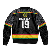 Custom World Football 2026 Ghana Sleeve Zip Bomber Jacket Black Star Adinkra Heritage Black Version