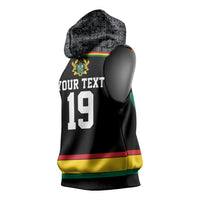 Custom World Football 2026 Ghana Sleeveless Hoodie Black Star Adinkra Heritage Black Version