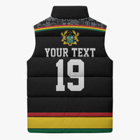 Custom World Football 2026 Ghana Sleeveless Puffer Jacket Black Star Adinkra Heritage Black Version