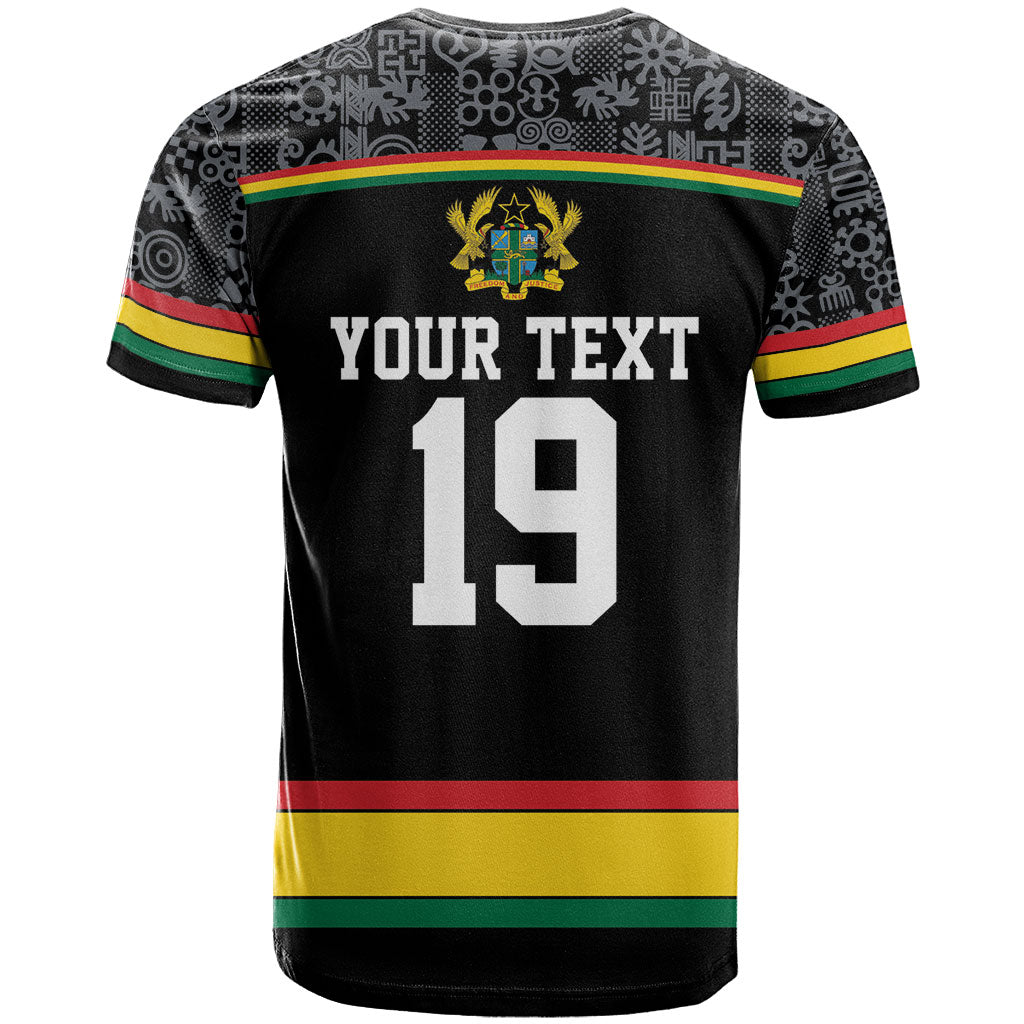 Custom World Football 2026 Ghana T shirt Black Star Adinkra Heritage Black Version