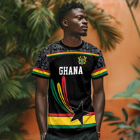 Custom World Football 2026 Ghana T shirt Black Star Adinkra Heritage Black Version