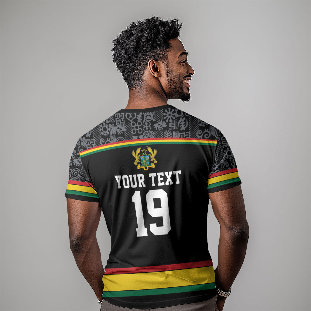 Custom World Football 2026 Ghana T shirt Black Star Adinkra Heritage Black Version