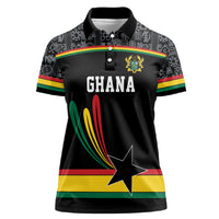 Custom World Football 2026 Ghana Women Polo Shirt Black Star Adinkra Heritage Black Version
