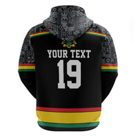 Custom World Football 2026 Ghana Zip Hoodie Black Star Adinkra Heritage Black Version