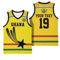 Custom World Football 2026 Ghana Basketball Jersey Black Star Adinkra Heritage Yellow Version