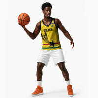 Custom World Football 2026 Ghana Basketball Jersey Black Star Adinkra Heritage Yellow Version