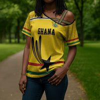 Custom World Football 2026 Ghana Cross Shoulder Shirt Black Star Adinkra Heritage Yellow Version