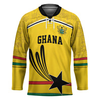 Custom World Football 2026 Ghana Hockey Jersey Black Star Adinkra Heritage Yellow Version