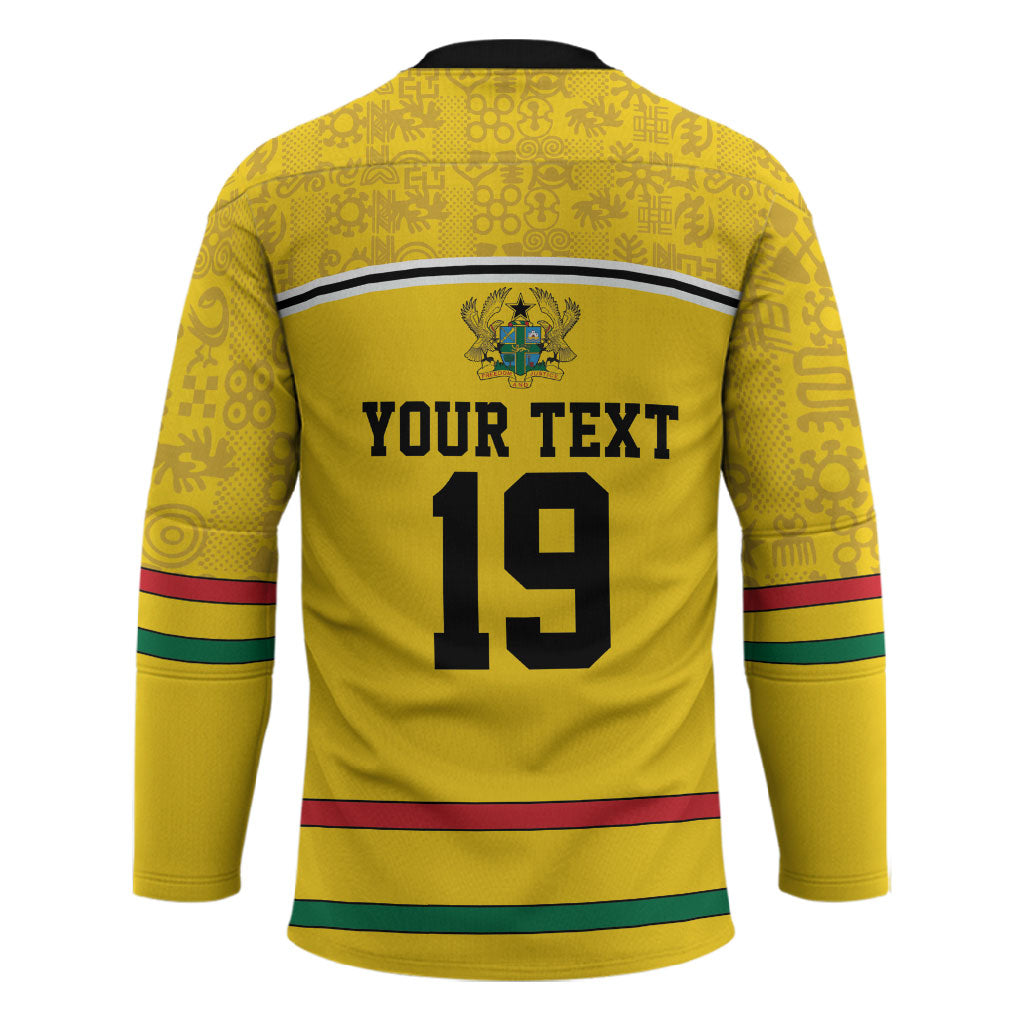 Custom World Football 2026 Ghana Hockey Jersey Black Star Adinkra Heritage Yellow Version