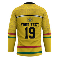 Custom World Football 2026 Ghana Hockey Jersey Black Star Adinkra Heritage Yellow Version