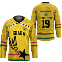 Custom World Football 2026 Ghana Hockey Jersey Black Star Adinkra Heritage Yellow Version