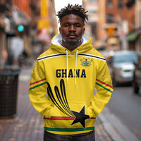 Custom World Football 2026 Ghana Hoodie Black Star Adinkra Heritage Yellow Version