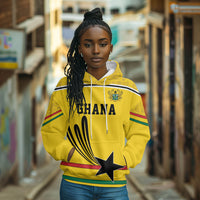 Custom World Football 2026 Ghana Hoodie Black Star Adinkra Heritage Yellow Version