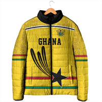 Custom World Football 2026 Ghana Padded Jacket Black Star Adinkra Heritage Yellow Version