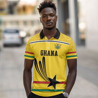 Custom World Football 2026 Ghana Polo Shirt Black Star Adinkra Heritage Yellow Version