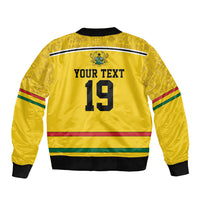 Custom World Football 2026 Ghana Sleeve Zip Bomber Jacket Black Star Adinkra Heritage Yellow Version