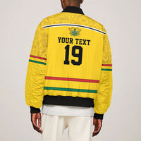 Custom World Football 2026 Ghana Sleeve Zip Bomber Jacket Black Star Adinkra Heritage Yellow Version