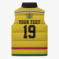 Custom World Football 2026 Ghana Sleeveless Puffer Jacket Black Star Adinkra Heritage Yellow Version