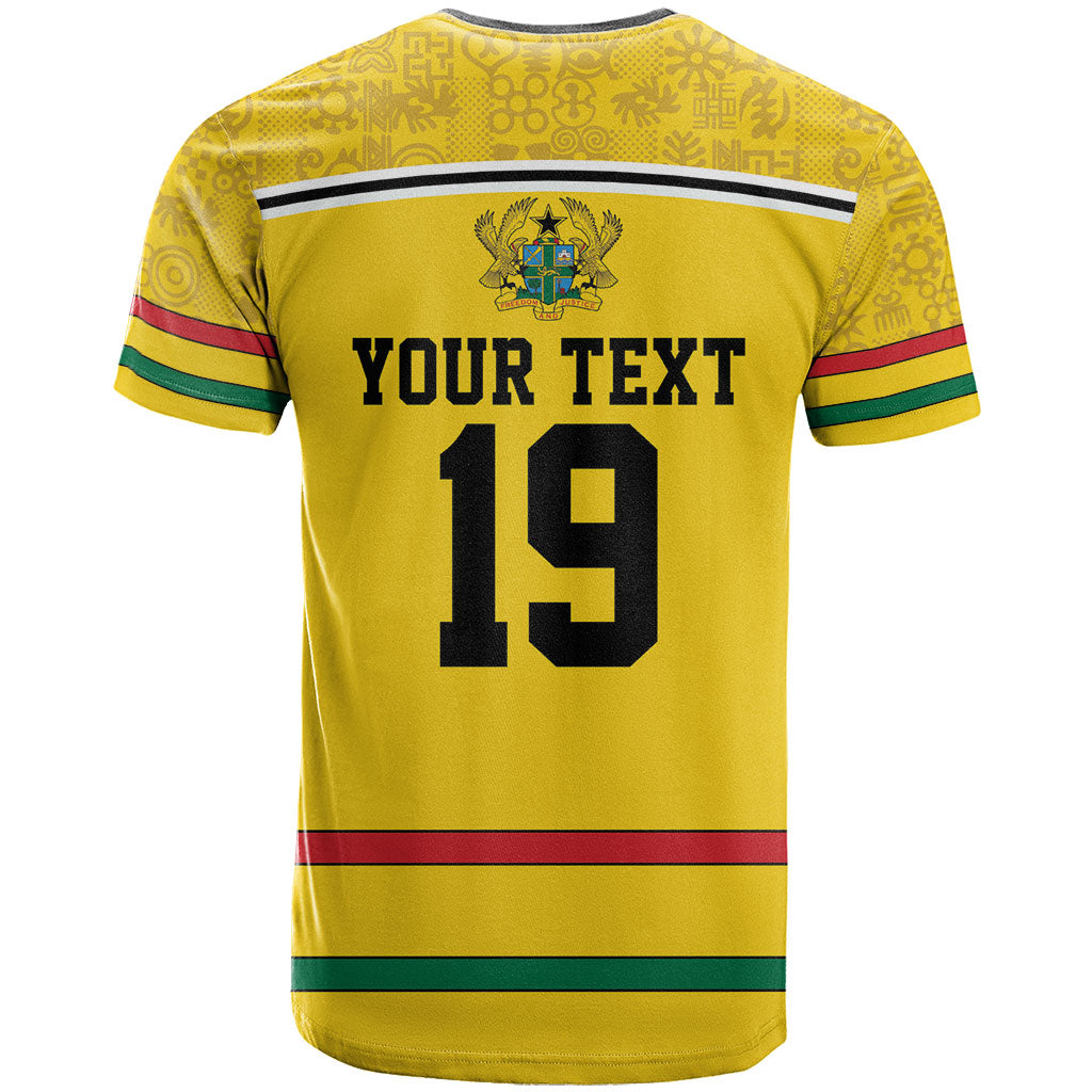 Custom World Football 2026 Ghana T shirt Black Star Adinkra Heritage Yellow Version