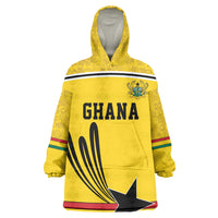 Custom World Football 2026 Ghana Wearable Blanket Hoodie Black Star Adinkra Heritage Yellow Version