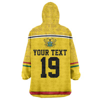 Custom World Football 2026 Ghana Wearable Blanket Hoodie Black Star Adinkra Heritage Yellow Version