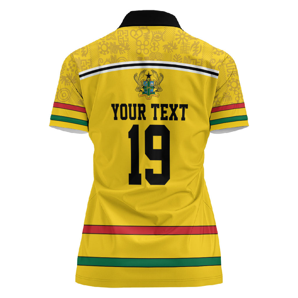Custom World Football 2026 Ghana Women Polo Shirt Black Star Adinkra Heritage Yellow Version