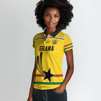 Custom World Football 2026 Ghana Women Polo Shirt Black Star Adinkra Heritage Yellow Version