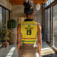 Custom World Football 2026 Ghana Women Sleeveless Polo Shirt Black Star Adinkra Heritage Yellow Version