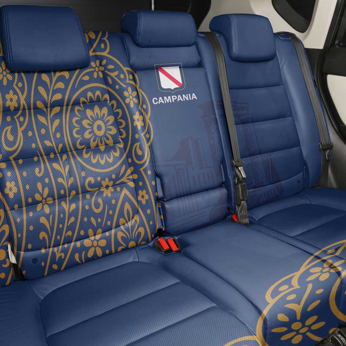 Italy Campania Back Car Seat Cover Vietri Sul Mare Tile With Pompeii Ruins - Wonder Print Shop