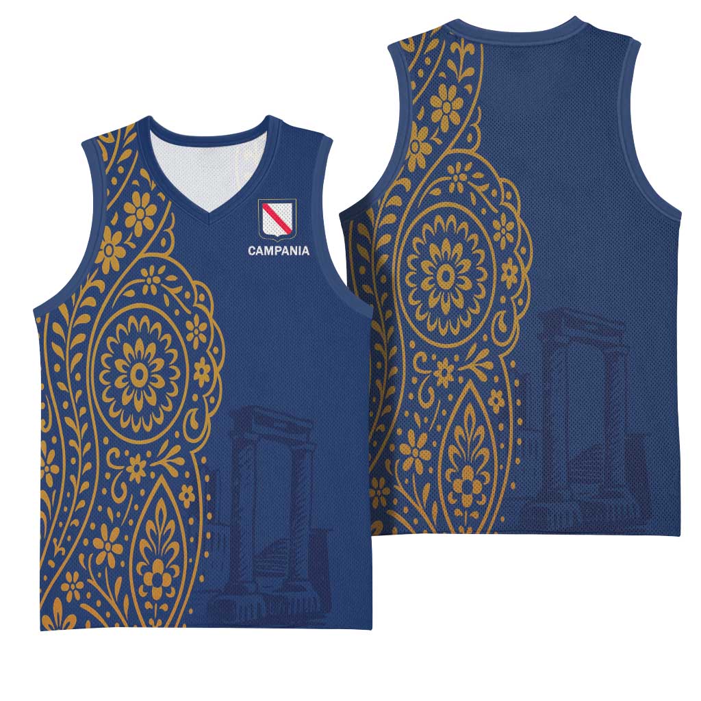 Italy Campania Basketball Jersey Vietri Sul Mare Tile With Pompeii Ruins - Wonder Print Shop