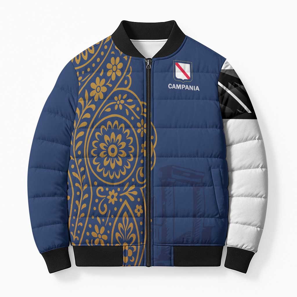 Italy Campania Bomber Puffer Jacket Vietri Sul Mare Tile With Pompeii Ruins - Wonder Print Shop