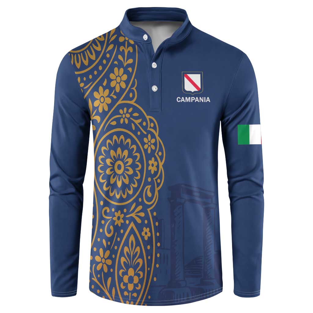 Italy Campania Button Sweatshirt Vietri Sul Mare Tile With Pompeii Ruins - Wonder Print Shop