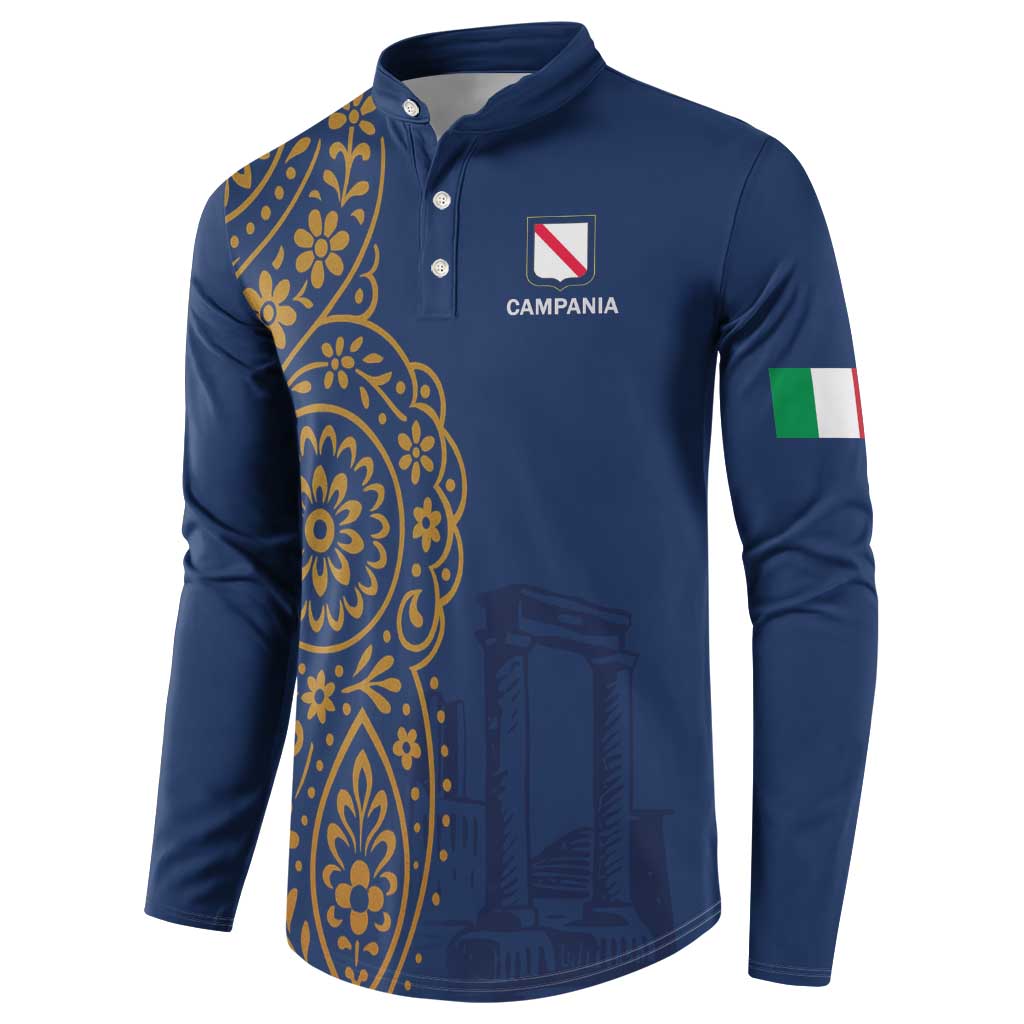 Italy Campania Button Sweatshirt Vietri Sul Mare Tile With Pompeii Ruins - Wonder Print Shop